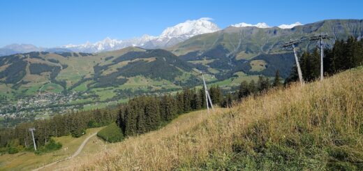 Megève – widok na Mont Blanc z sektora Rochebrune