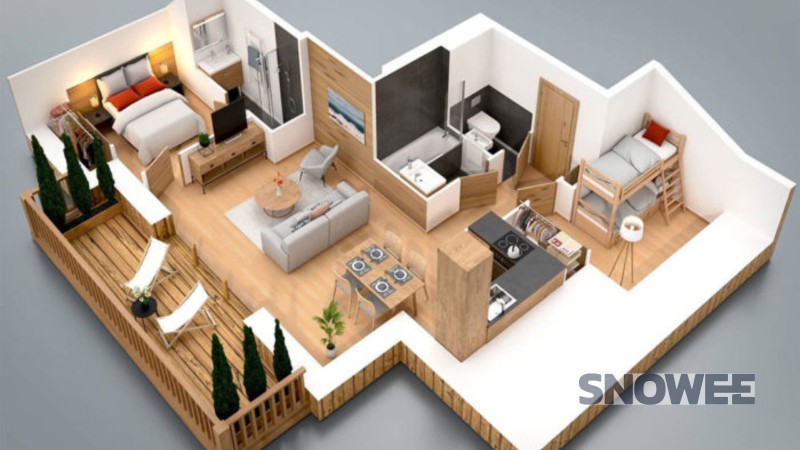 rzut apartamentu La Plagne Le Snoroc