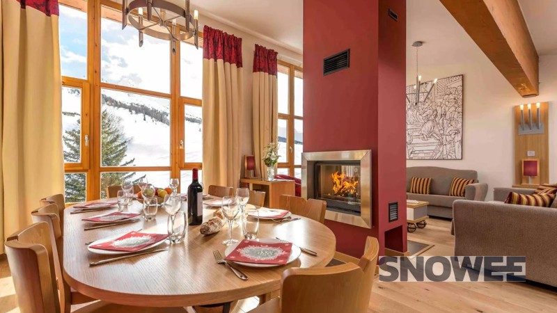 kominek jadalnia francja les arcs snowee